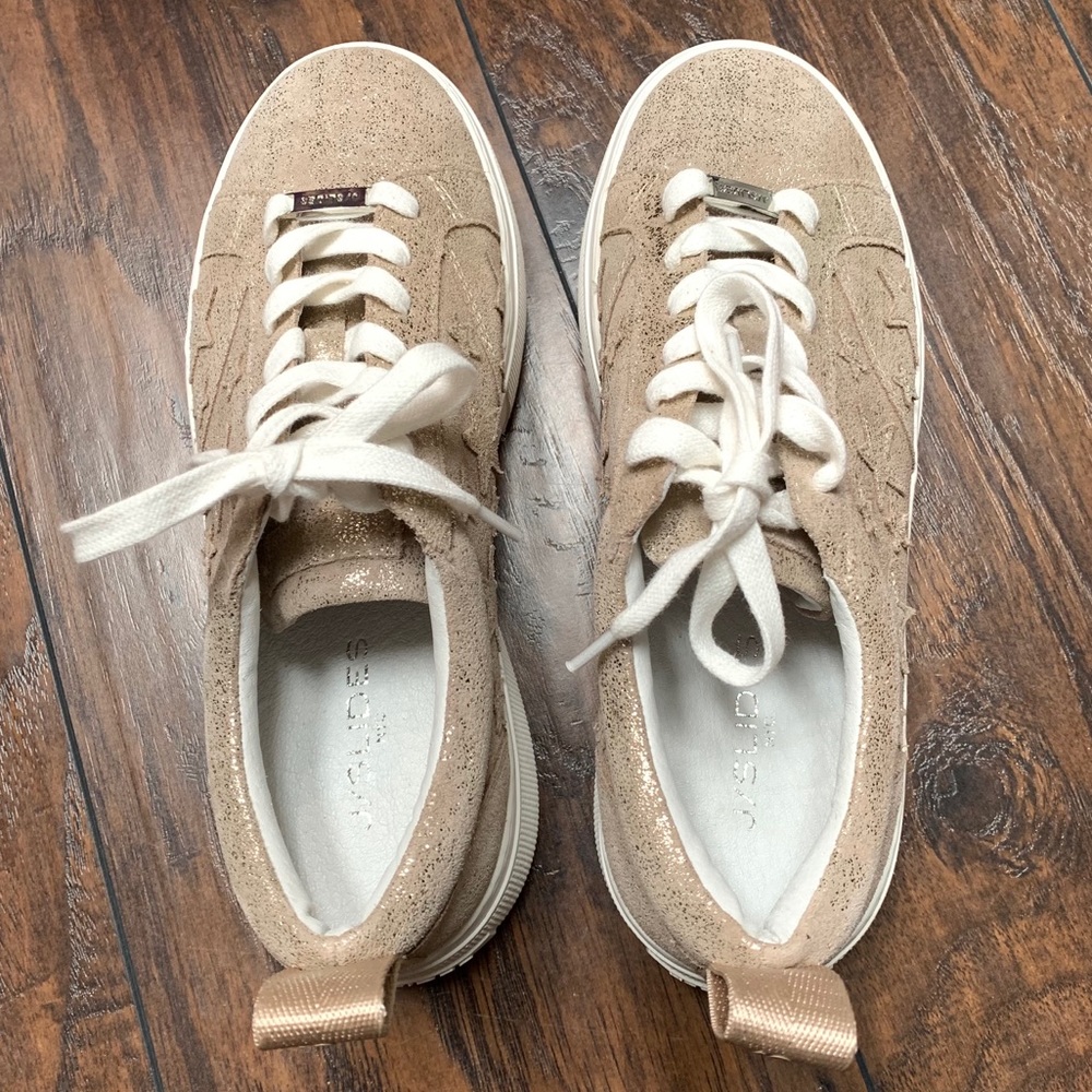 NEW J/Slides Costarr Sneaker in Gold Leather - Picture 9 of 11